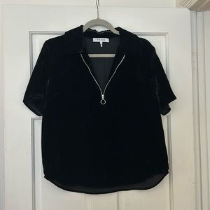 Frame Velvet Zip Up Top